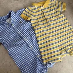 Ralph Lauren チェック・ストライプロンパースセット