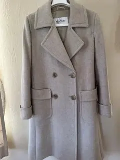 【美品】MaxMara グレー ダブルブレスト ロングコート38サイズ