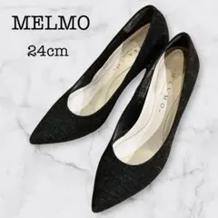 美品 MELMO メルモ レッドソール 24cm ポインテッドトゥ 黒日本製2E