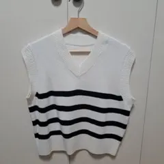 無印良品 ベスト ホワイト ボーダー