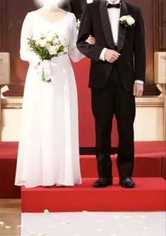 ホワイトウェディングドレス ロングスリーブ