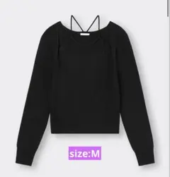 【美品】GU ジーユー レイヤードルックセーター(長袖) サイズM ブラック