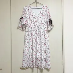 ⭐️美品⭐️ 袖リボン 花柄ワンピース マタニティーワンピース