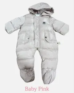 【極美品】1回のみ着用 ベビーピンク 中綿ジャンプスーツ カバーオール 60cm