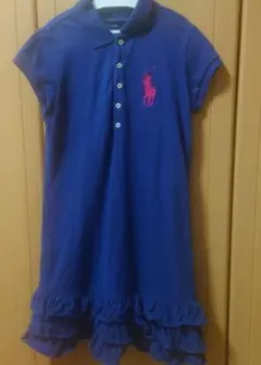 ラルフローレン　半袖　ポロシャツ　ワンピース　ネイビー　フリル