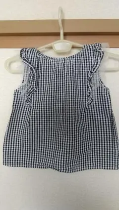 GLOBALWORKフリル付きギンガムチェックノースリーブカットソー130cm