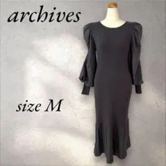 【archives】ボリュームスリーブニットワンピース キレイめ　Mサイズ