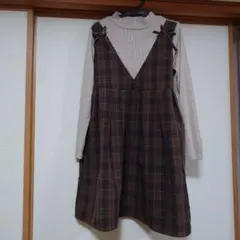 Bee ブラウンチェック ジャンパースカート 140
