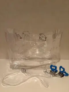 【ビニールクリアバッグ】ハートのクリップショルダー付きランチケース保護用バック