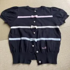 【美品】MILK 半袖カーディガン リボン付き パールボタン 黒のサムネイル