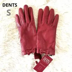 【極美品】DENTS デンツ グローブ 手袋 本革 リボンモチーフ レッド Sのサムネイル