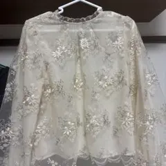 mysty woman アイボリー 刺繍レース 五分袖