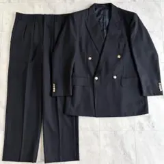美品✨バーバリーロンドン スーツセットアップ 紺ブレ ダブル 金ボタン カシミヤ