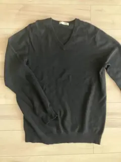 カシミヤ ブラック Vネック セーター L