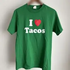 サイズS Tシャツ グリーン　緑　タコス　I♡TACOS アメリカ　アメカジ