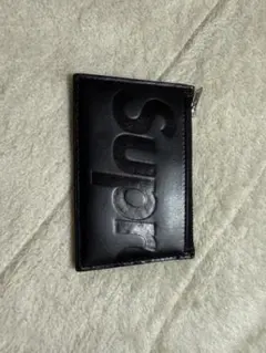 新品Supreme カードホルダー ジップコインケース黒ブラック 革