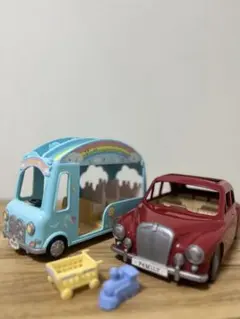 シルバニアファミリー バスと車セット 2台まとめ売り おまけ付き