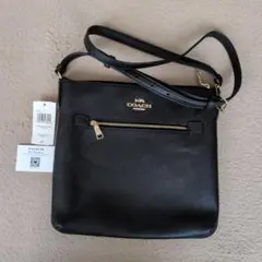 新品未使用、COACH ブラックレザー ショルダーバッグ