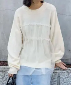 チュールフリルアイボリーセーター FREEサイズ