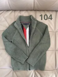 キッズ服　100cm 男の子　ニット　パーカー　カーキ