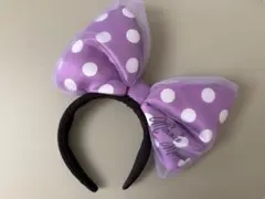 ミニーマウス 紫色 水玉リボンカチューシャ