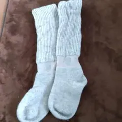 グレー 厚手リブ編み靴下 冷え取り