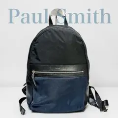 Paul Smith ポールスミス リュック ナイロン レザー 黒 ネイビー