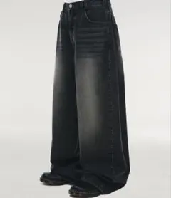 ブラック　 デニムパンツ L バギー