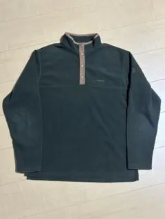 AIGLE ハーフジップ フリース メンズS オリーブグリーン　スナップT