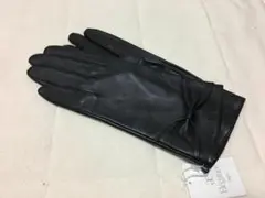 82新品Eleganceエレガンス羊革レザー リボン付きグローブ手袋ブラック