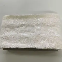 ホワイト花柄レース生地 約12cm幅 約13・75m(シミなし)269