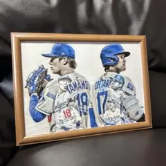 ロサンゼルス・ドジャース　大谷翔平選手　山本由伸投手　A4サイズ　フォトフレーム