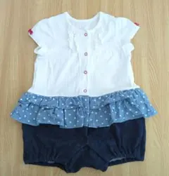 ミキハウス MIKI HOUSE　70 ロンパース フリル リボン　女の子