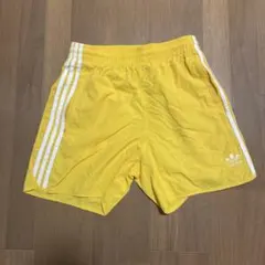 adidas アディダス　ハーフパンツ ロゴ 黄色 3本ライン S
