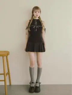 Darich ドッキングレースアップミニワンピース BLK FREEサイズ - メルカリ