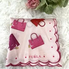 FURLA フルラ バッグモチーフ 鞄モチーフ カバンデザイン ハンカチ ピンクのサムネイル