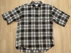 【美品・涼感】JUNRED ジュンレッド 麻混 チェックシャツ 半袖 Lサイズのサムネイル