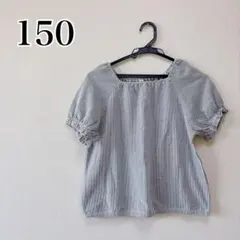 150ストライプ　半袖　グレー　チュニック　女子　キッズ　ユニクロ
