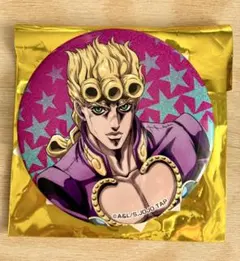 匿名発送／THE☆JOJOWORLD 75㎜グリッター缶バッジ ジョルノ1点