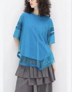 AULA AILA アウラアイラ レースチュニックTシャツ ブルー 0サイズのサムネイル