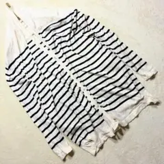 アーバンリサーチドアーズ コットンニットカーディガン 長袖 白×濃紺