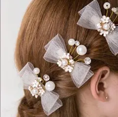 ★新品未使用★リボン★クリップ★髪飾り★パール★キッズ★レディース★ヘッドドレス