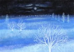絵画 油絵 原画 一点物 北欧 夜空 樹 夏 アート インテリア SM - メルカリ