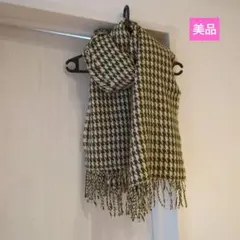 美品♥千鳥柄　大判ストール　マフラー　秋冬