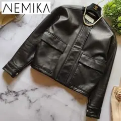 23AW ネミカ ライダースジャケット ブルゾン ノーカラー 黒 0 S相当