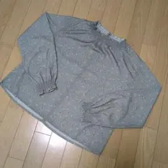 エヘカソポ サマンサモスモス 小花柄 シャーリング ブラウス ブルーグレー F