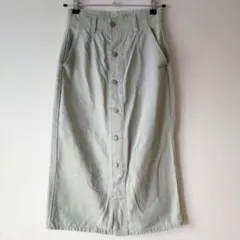 GU フロントボタン ナローミディスカート M グリーン