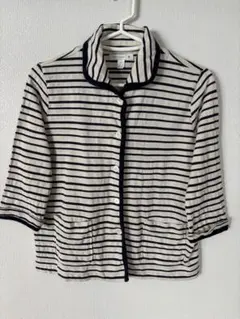 レディース襟付き七分袖カーディガン