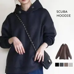 インスタで大人気 立体フード付き スクーバパーカー ゆったり ブラック Ｍ