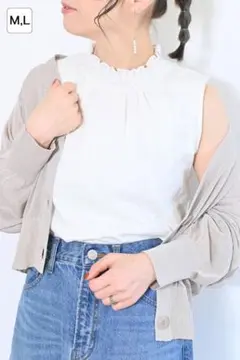 新品タグ付き　ハートマーケット　刺繍レース襟シャーリングタンク